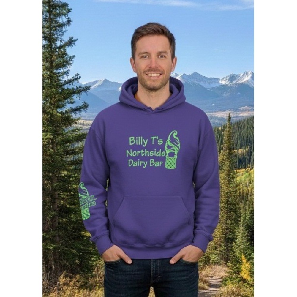 Billy Ts Northside Dairy Bar Purple Hoodie Graphic Sweatshirt Men's Size‎ XXL?